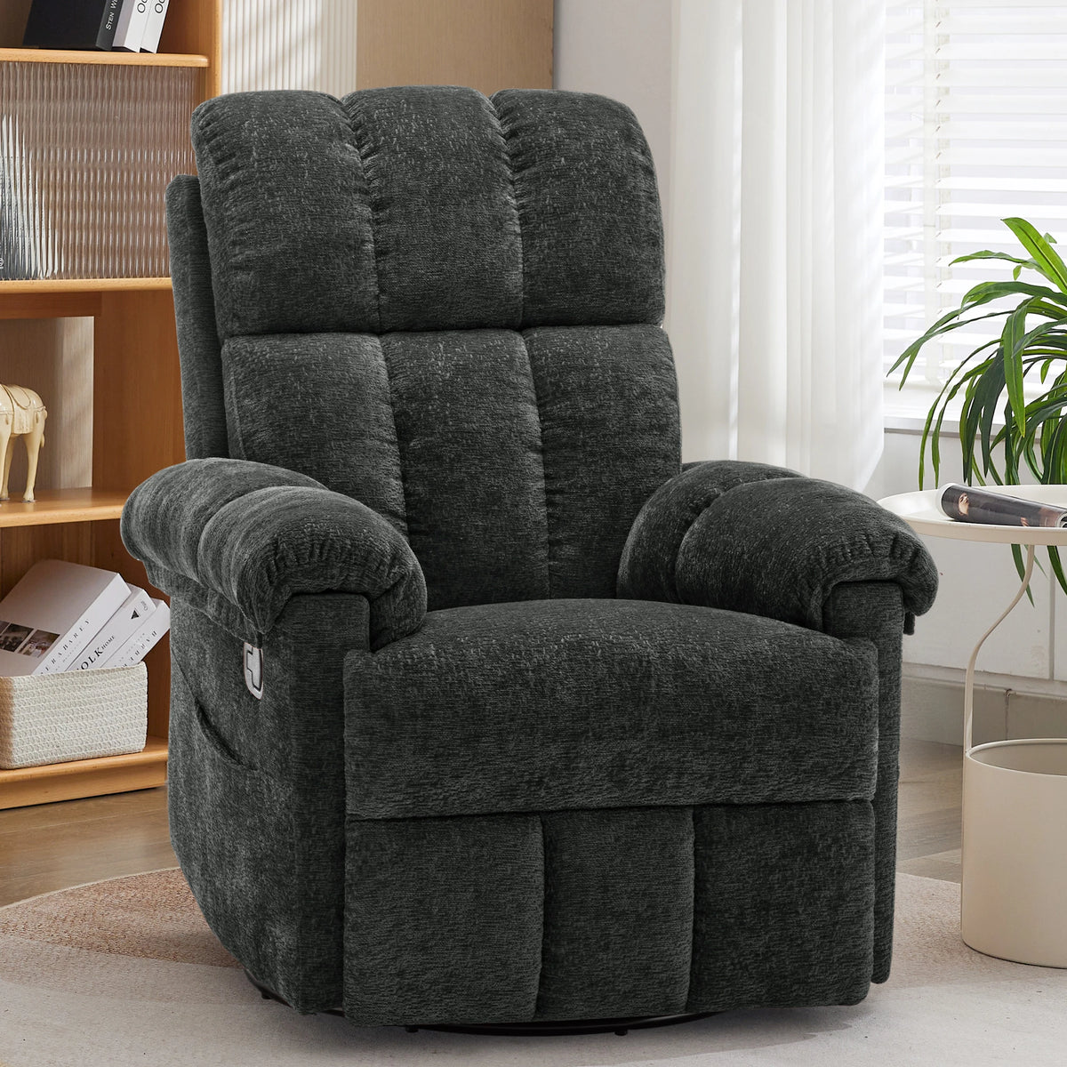 KORSER Swivel Rocker Recliner Chair with Side Pockets for Comfort