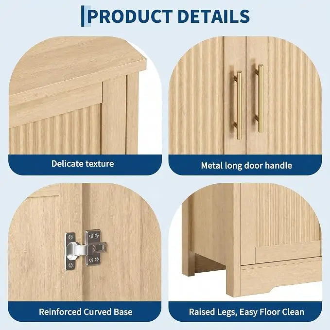 GiggleZone Fluted Sideboard Buffet Cabinet for Dining Room Storage