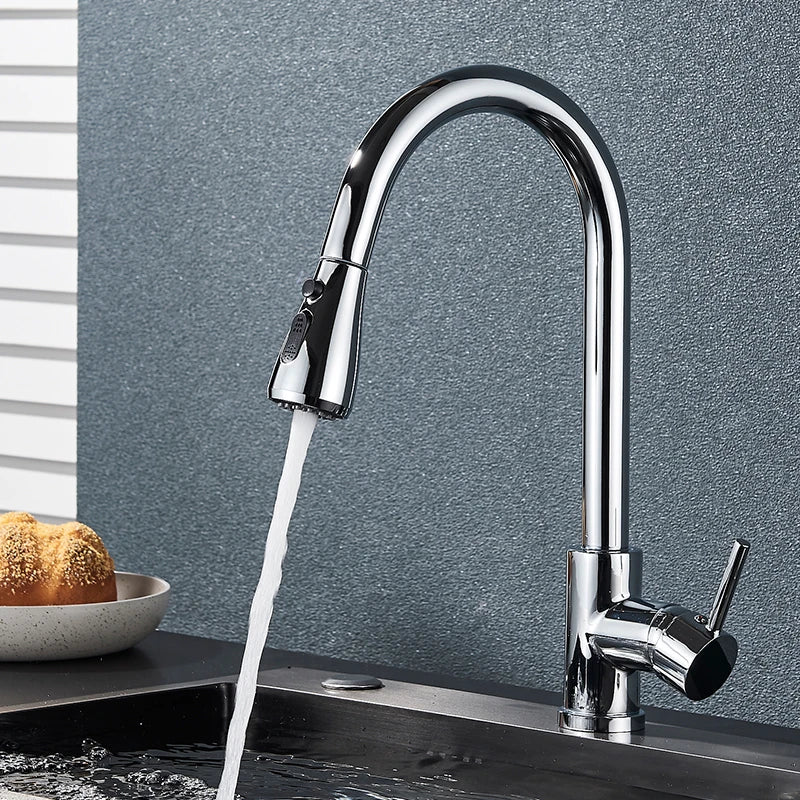 MYQualife Pull Out Kitchen Sink Faucet With Stream Sprayer