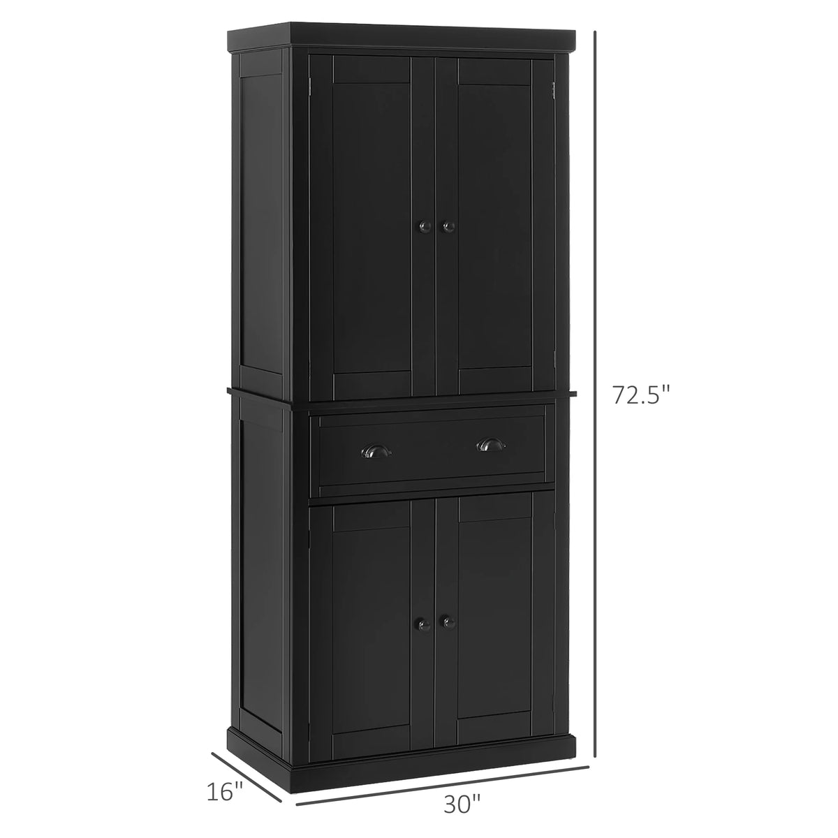 HOMCOM Traditional Kitchen Pantry Cabinet With Drawer And Adjustable Shelves