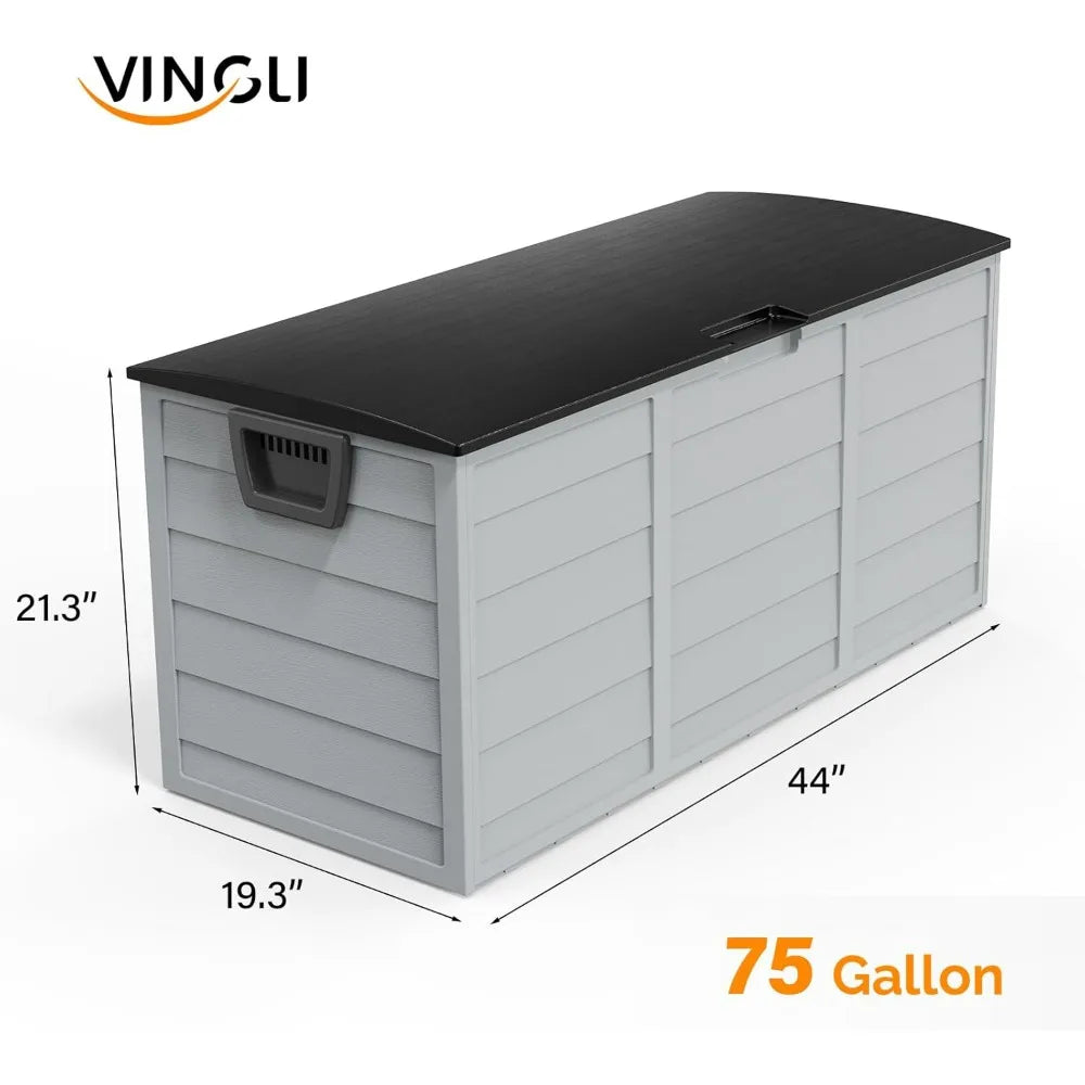 VINGLI Lockable Waterproof Outdoor Storage Deck Box With Wheels