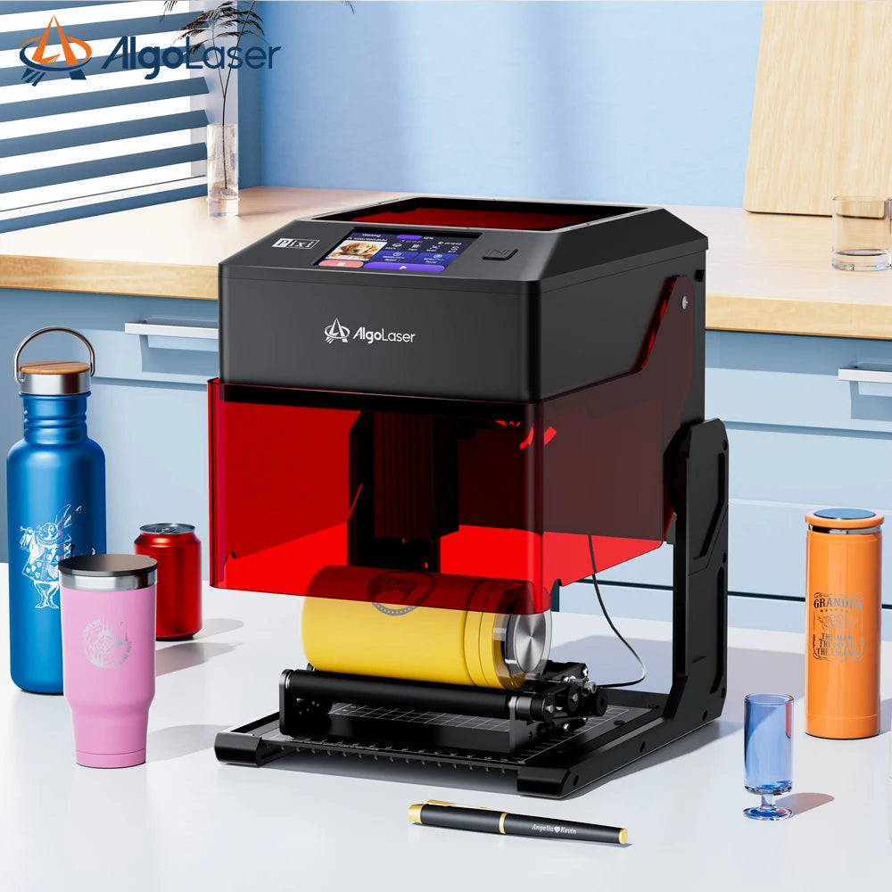 AlgoLaser Mini Portable 5W Laser Engraver Cutter with Rotary Roller OPTIONS DIY Tools Logo Etcher for Wood Desktop Laser Engraver for Metal Tumblers