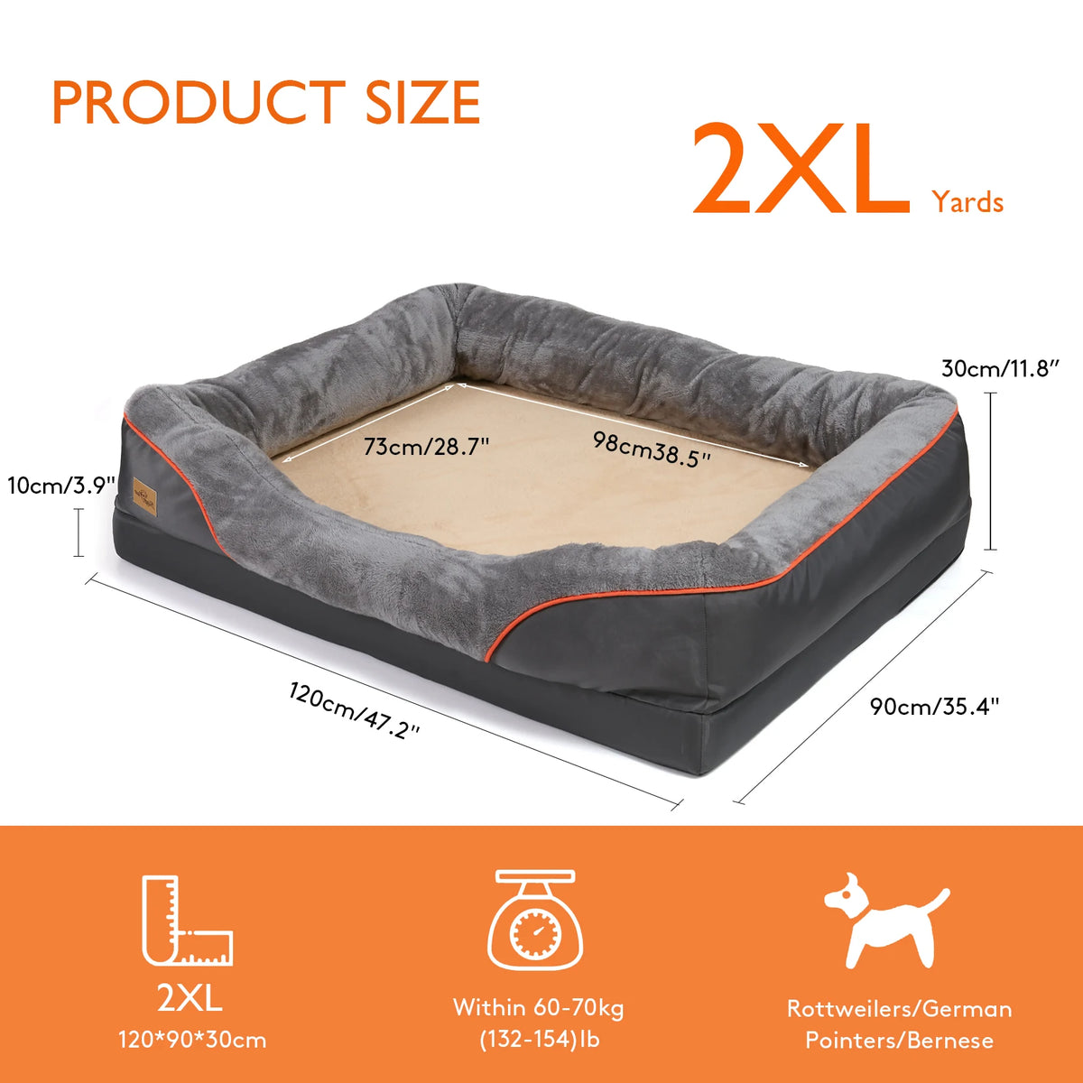 BINGOPAW Waterproof Washable Dog Bed With Removable Soft Fleece Cover