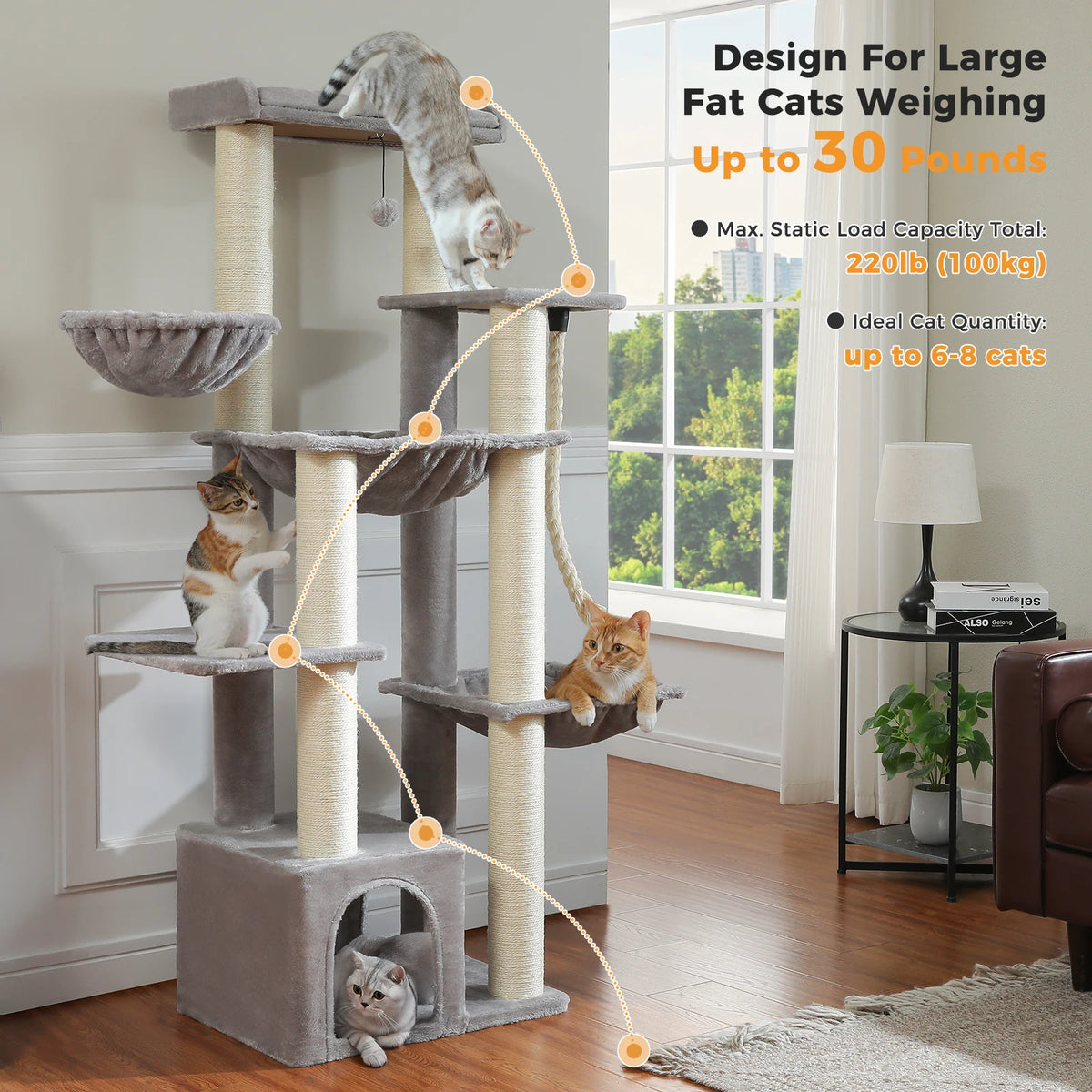 PAWZ Road Cat Tree With Sisal Posts And Spacious Condo