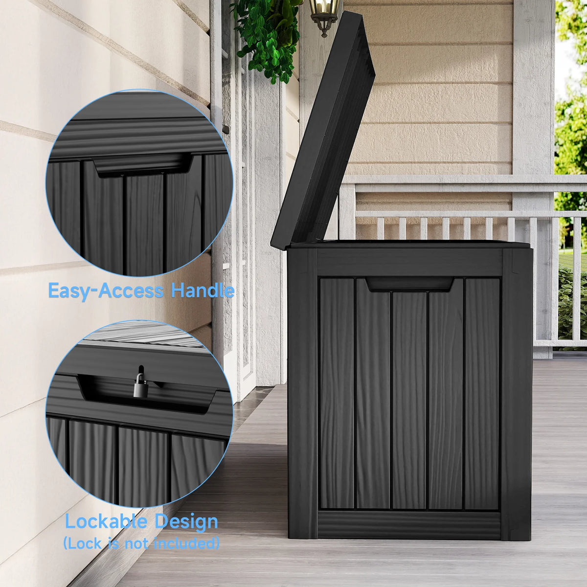 Waterproof Lockable Resin Outdoor Storage Box for Patio and Garden Storage
