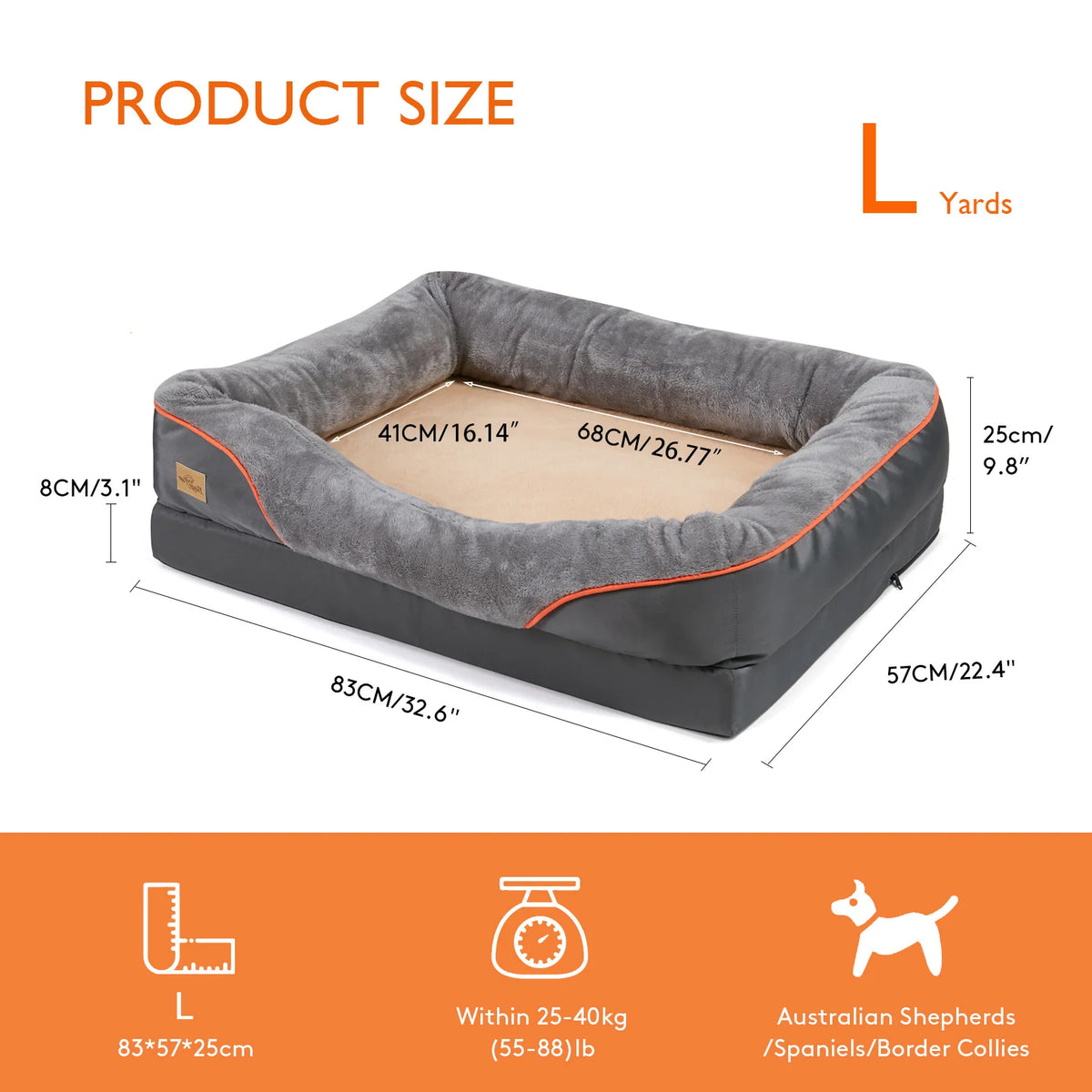 BINGOPAW Waterproof Washable Dog Bed With Removable Soft Fleece Cover